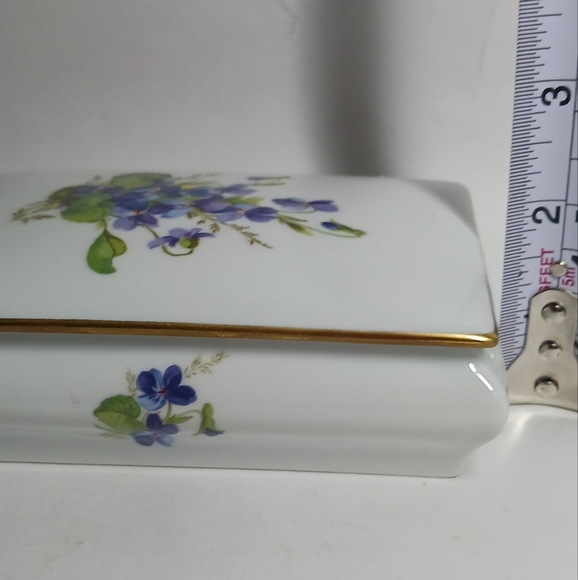 Limoges Covered Trinket Vanity Dish Violets LEC Leclair Candy Jewelry Porcelain - Picture 8 of 9